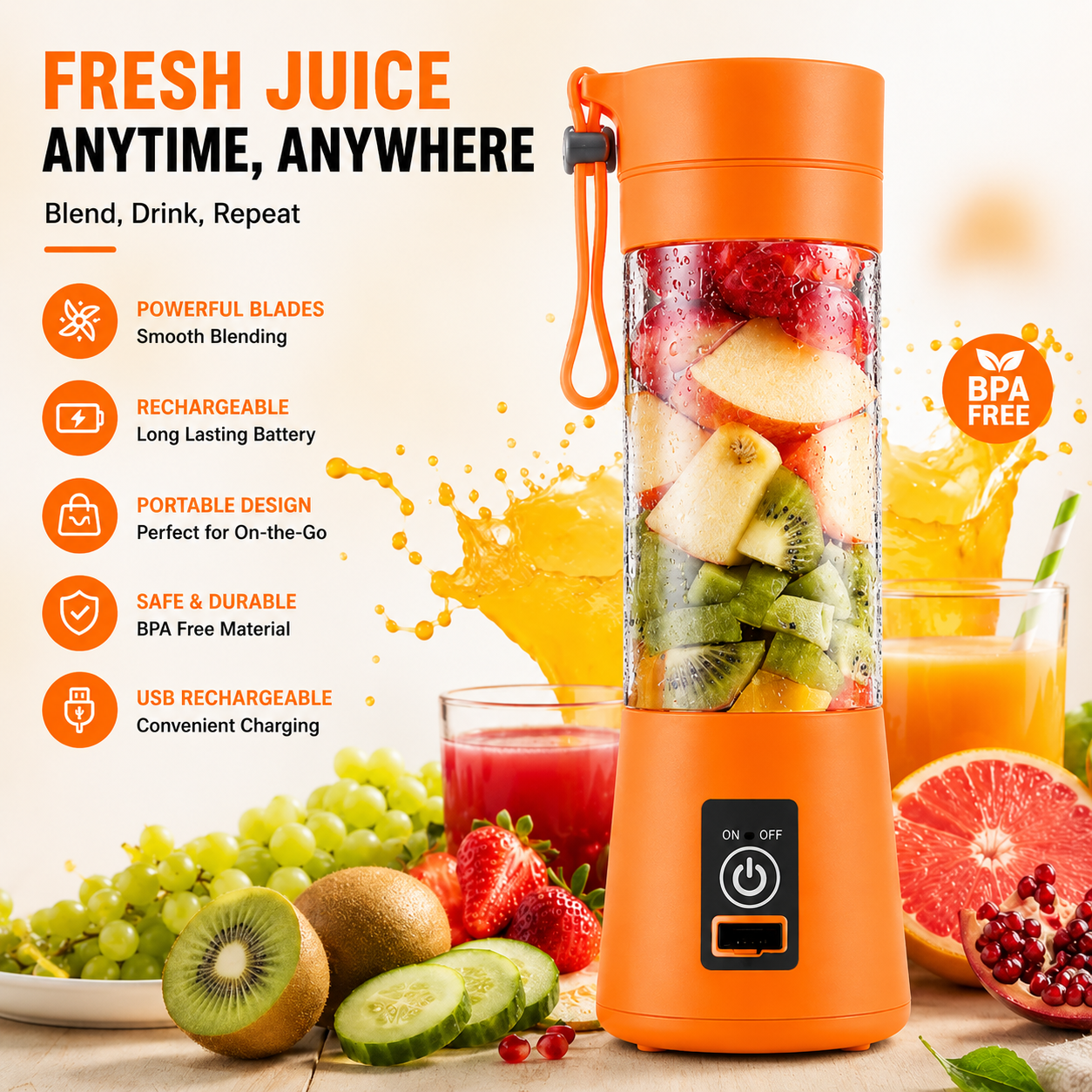 Mini Portable Blender - Juicer  |  USA Quality