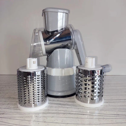 Multifunctional Roller Vegetable Cutter, 3 In 1 Vegetable Slicer And Cutter, Manual Rotary Drum Greator, Hand Roller Type Square Drum Vegetable Cutter with 3 Removable Blades For Kitchen